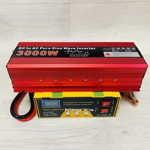 Інвертор 3000 кВт 12 220В з чистим синусом та зарядкою